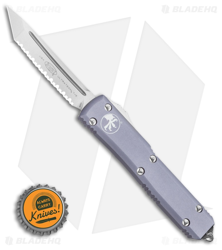 Microtech Ultratech OTF Automatic Tanto Knife(3.4" Stonewash Full Serr) 123-12GY