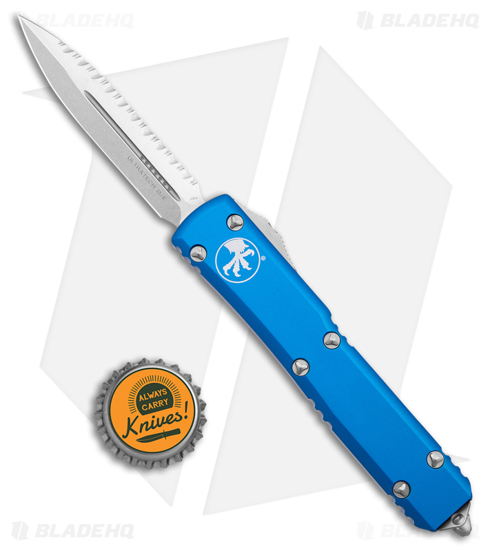 Microtech Ultratech OTF D/E Automatic Knife Blue (3.4" Stonewash Full Serr) 