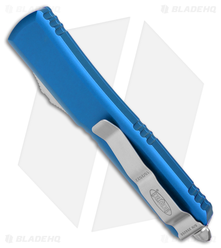 Microtech Ultratech OTF D/E Automatic Knife Blue (3.4" Stonewash Full Serr) 