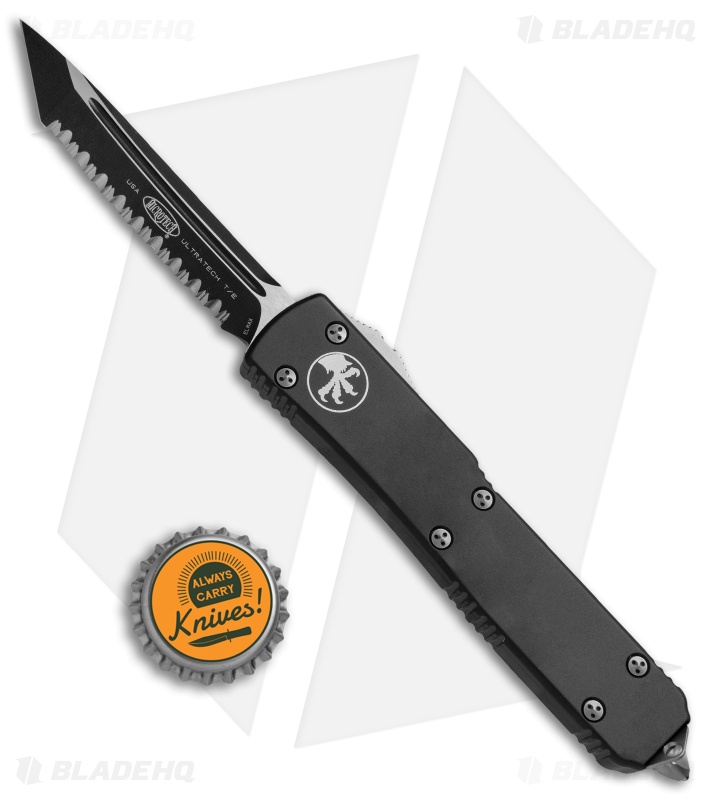 Microtech Ultratech D/A OTF Automatic Tanto Knife (3.4" Black Full Serr) 123-3