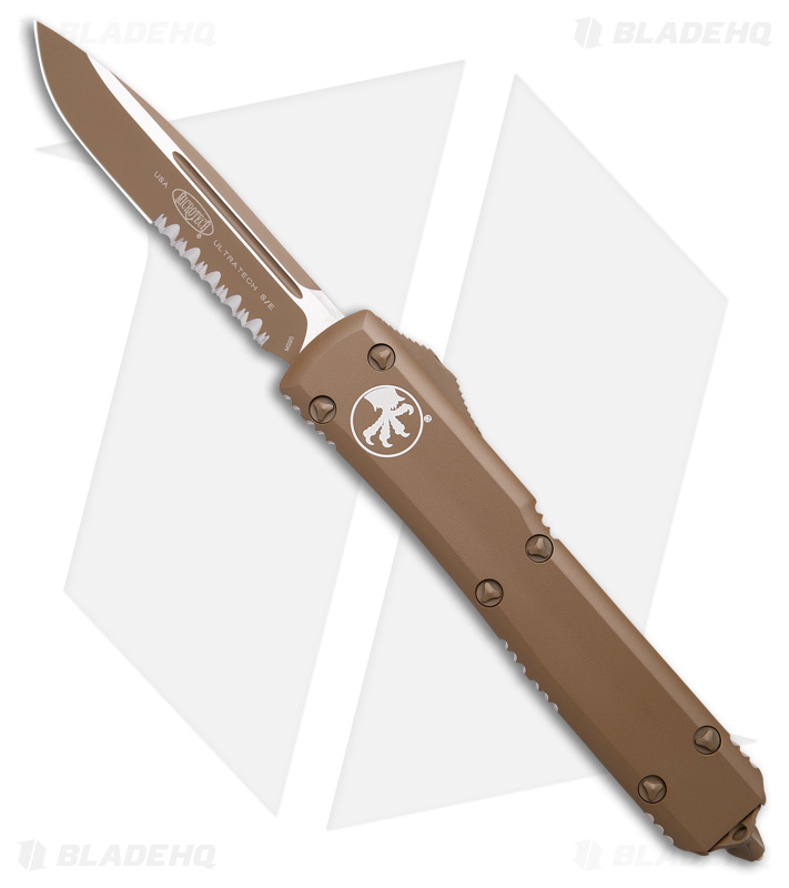 Microtech Ultratech S/E OTF Automatic Knife Cerakote Tan (3.4" Tan Serr)