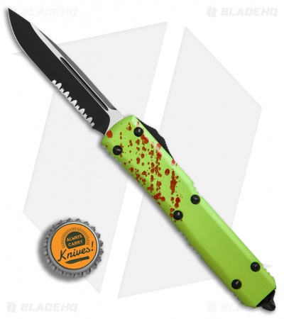 Microtech Ultratech S/E OTF Knife Green Zombie Tech CC (3.4" Black Serr)