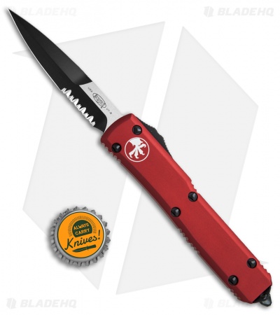 Microtech Ultratech Bayonet OTF Automatic Knife Red CC (3.4" Black Serr) 120-2RD