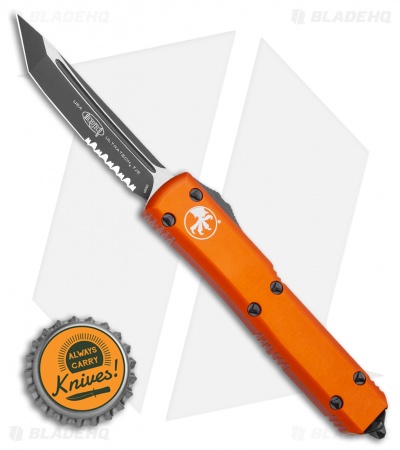 Microtech Ultratech T/E OTF Automatic Knife Tri-Grip Orange (3.4" Black Serr)