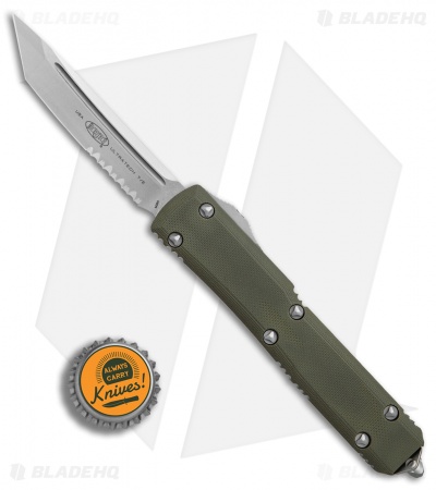 Microtech Ultratech T/E OTF Automatic Knife OD Green G-10 (3.4" Stonewash Serr)