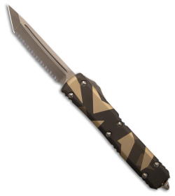 Microtech Ultratech T/E OTF Automatic Knife GEO Tan Camo (3.4" Bronze)