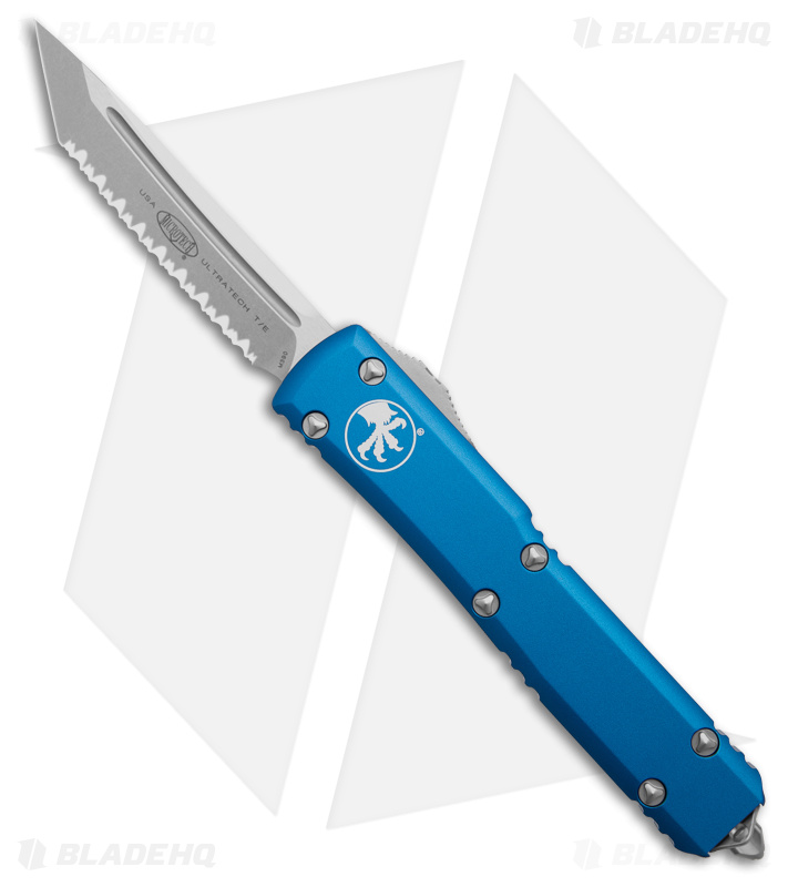 Microtech Ultratech T/E OTF Automatic Knife Blue (3.4" Stonewash Full Serr)