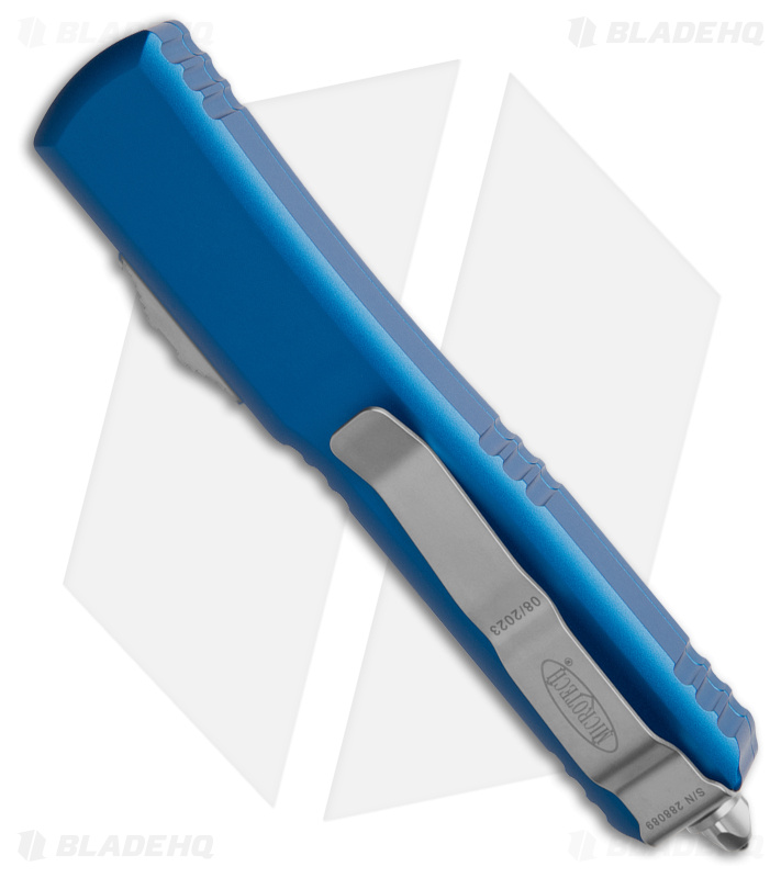 Microtech Ultratech T/E OTF Automatic Knife Blue (3.4" Stonewash Full Serr)