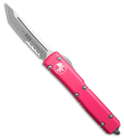 Microtech Ultratech T/E OTF Automatic Knife Pink (3.4" Stonewash Serr) 123-11PK