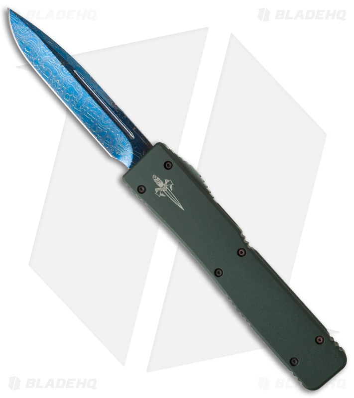 Marfione Custom Ultratech OTF Knife "Earth" Green (Blued Damascus