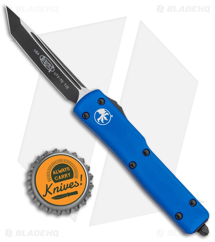 Microtech Blue UTX70 Tanto D/A OTF Automatic Knife (Two-Tone PLN) 149-1BL