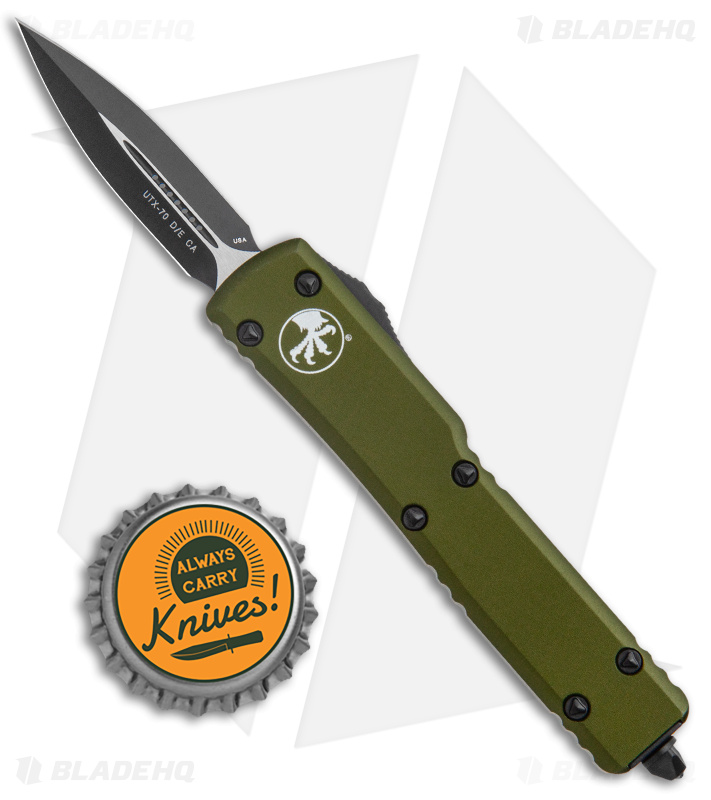 Microtech CA Legal UTX-70 OTF D/E Auto Knife OD Green (1.9" Black) CA147-1OD