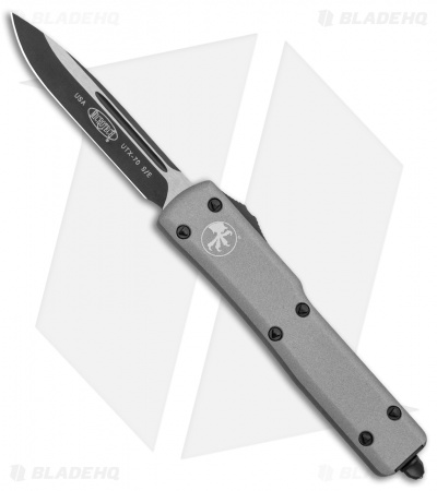 Microtech Silver UTX-70 D/A OTF S/E Automatic Knife Silver (2.4" Black) 