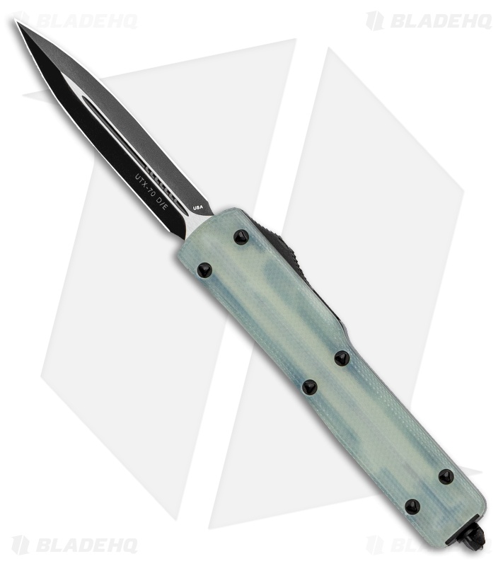 Microtech UTX-70 D/E OTF Automatic Knife Natural Jade G-10 (2.4" Black)