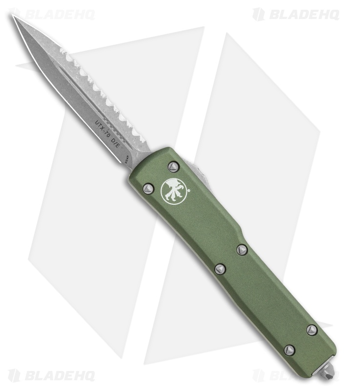 Microtech UTX-70 D/A OTF Automatic Knife OD Green (Apocalyptic Full Serr)