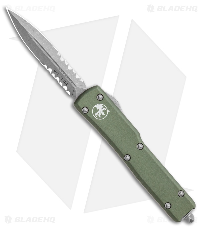 Microtech UTX-70 D/A OTF D/E Automatic Knife OD Green (Apocalyptic Serr)