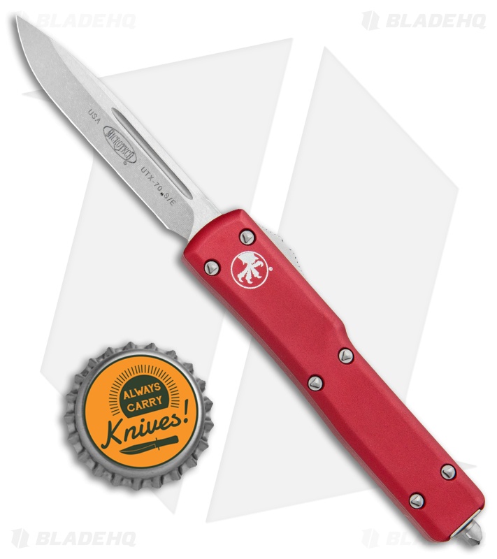 Microtech UTX-70 D/A OTF S/E Automatic Knife Red (2.4" Stonewash)