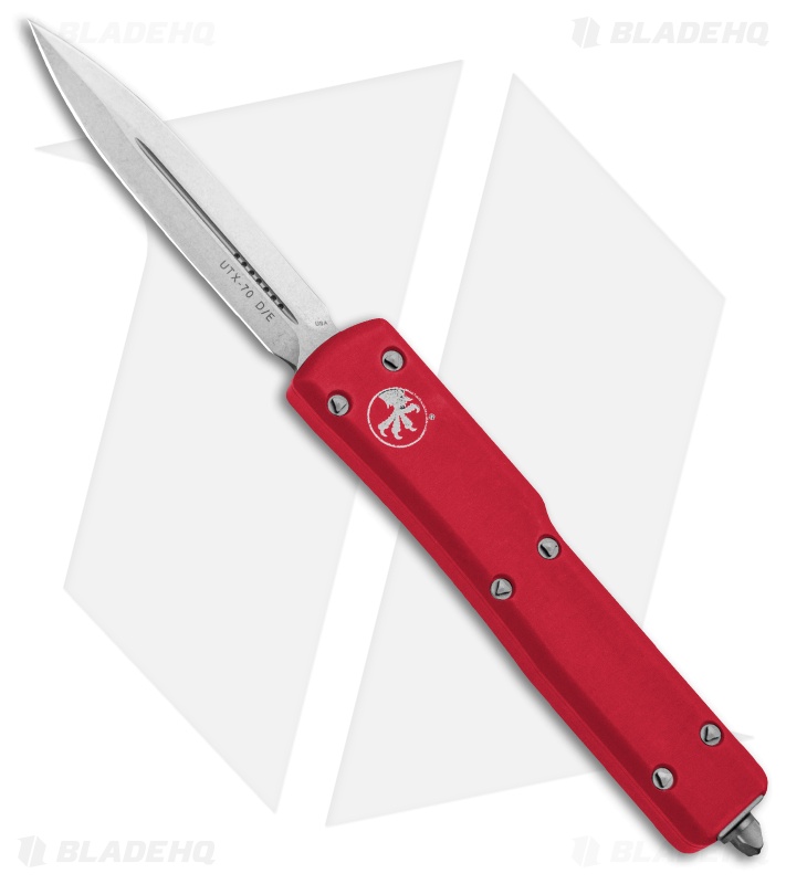 Microtech UTX-70 D/E OTF Automatic Knife Red (2.4" Stonewash) 147-10RD