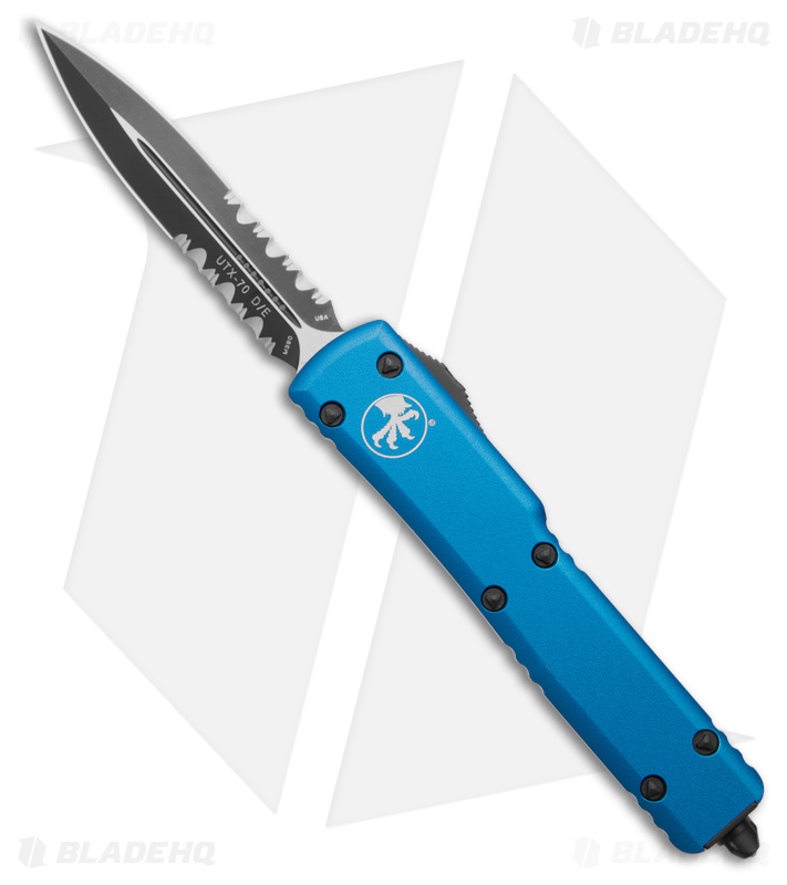 Microtech UTX-70 D/E OTF Automatic Knife Blue (2.4" Black Serr) 147-2BL