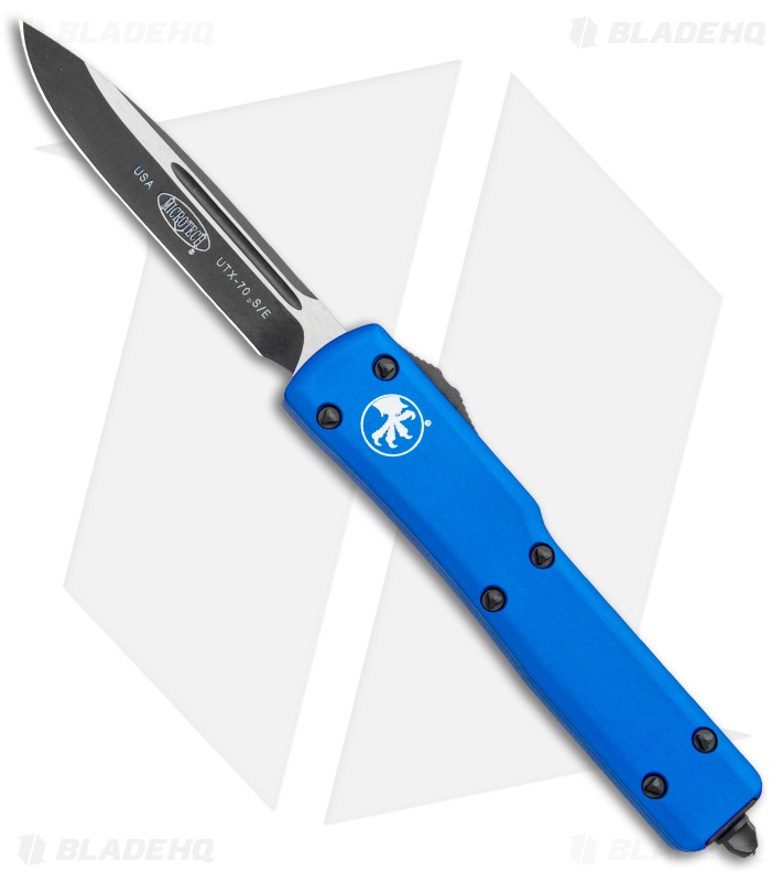 Microtech UTX-70 S/E OTF Automatic Knife Blue (2.4" Black) 148-1 BL