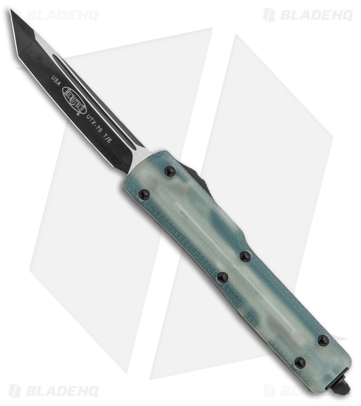 Microtech Signature Series UTX-70 T/E OTF Auto Knife Jade G-10 (2.4" Black)