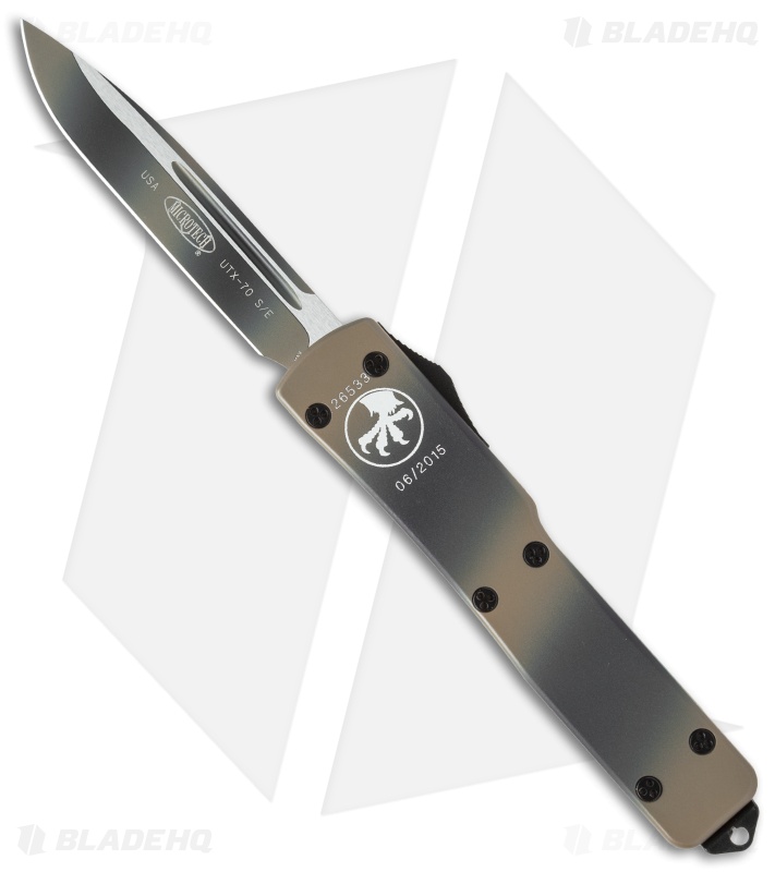Microtech UTX-70 S/E OTF Automatic Knife (2.4" Tan Camo) 148-1TC