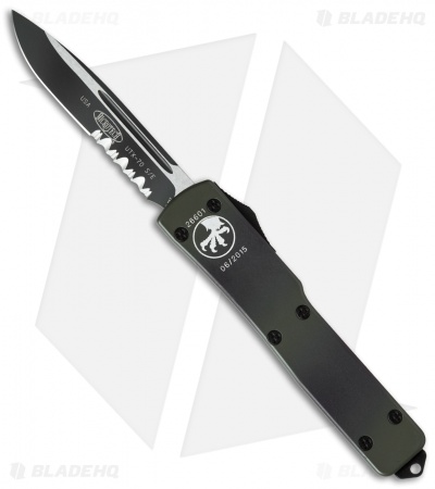 Microtech UTX-70 S/E OTF Automatic Knife (2.4" Green Camo Serr) 148-2GC