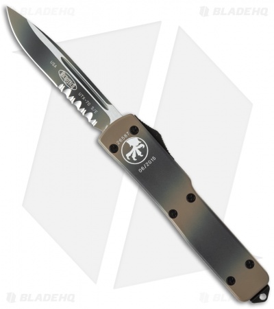 Microtech UTX-70 S/E OTF Automatic Knife (2.4" Tan Camo Serr) 148-2TC