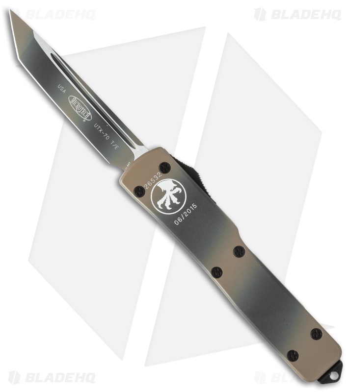 Microtech UTX-70 Tanto OTF Automatic Knife (2.4" Tan Camo) 149-1TC