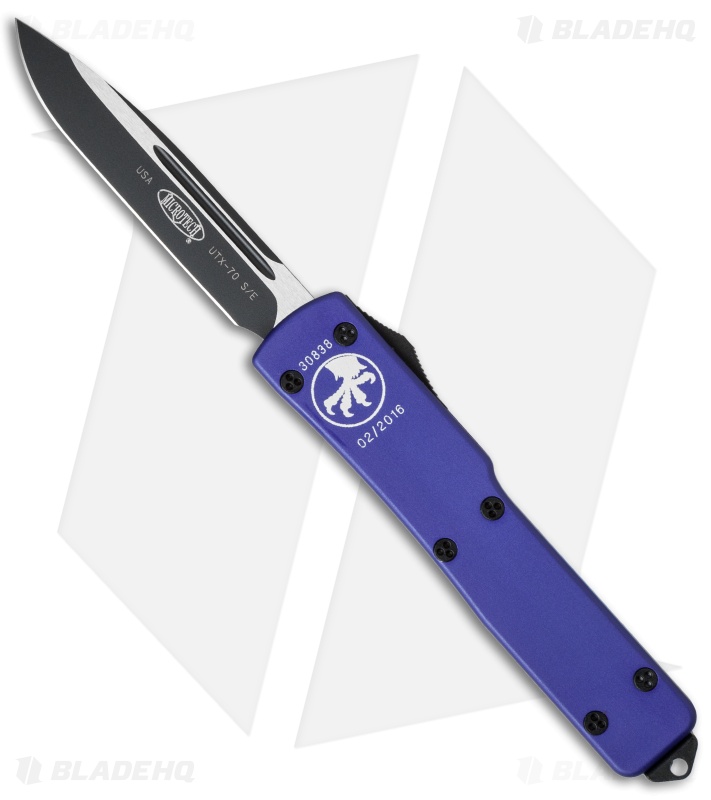 Microtech UTX-70 D/A OTF S/E Automatic Knife Purple (2.4" Black) 148-1PU