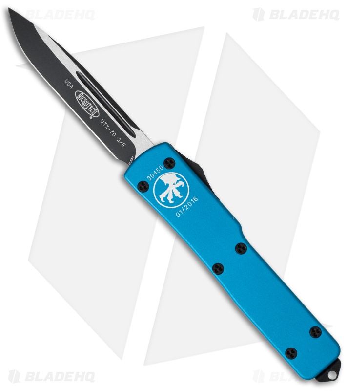 Microtech UTX-70 D/A OTF S/E Automatic Knife Turquoise (2.4" Black) 148-1TQ