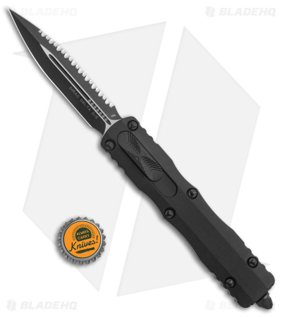 Microtech Dirac Delta D/E OTF Auto Knife Black Al (3.75" Black Full Serr) 227-3T