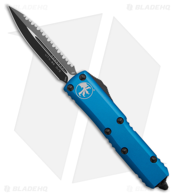 Microtech UTX-85 D/E OTF Automatic Knife Blue (3.1" Black Full Serr) 232-3BL