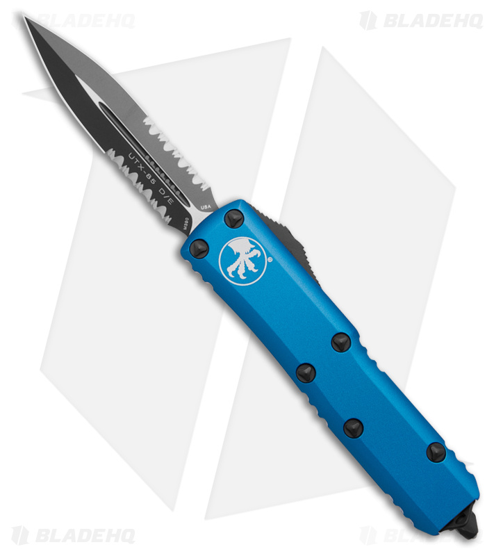 Microtech UTX-85 D/E OTF Automatic Knife Blue (3.1" Black Serr) 232-2BL