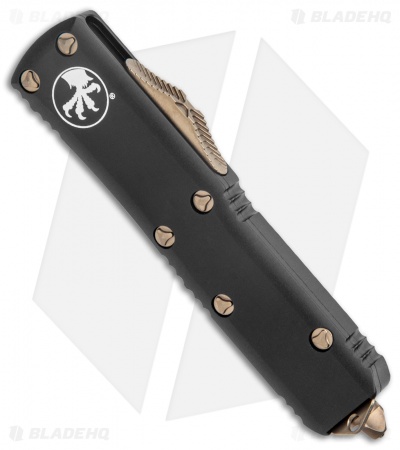 Microtech UTX-85 Dagger D/E OTF Automatic Knife Black (3.1" Bronze Full Serr) 