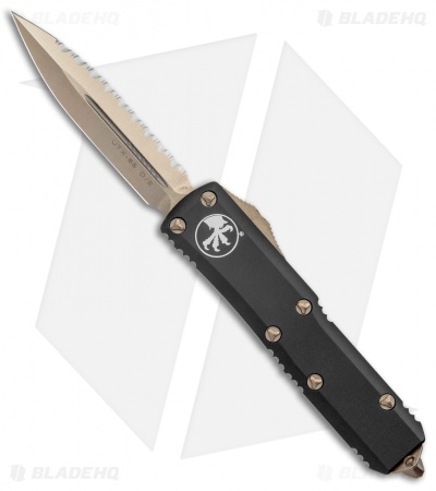 Microtech UTX-85 Dagger D/E OTF Automatic Knife Black (3.1" Bronze Full Serr) 