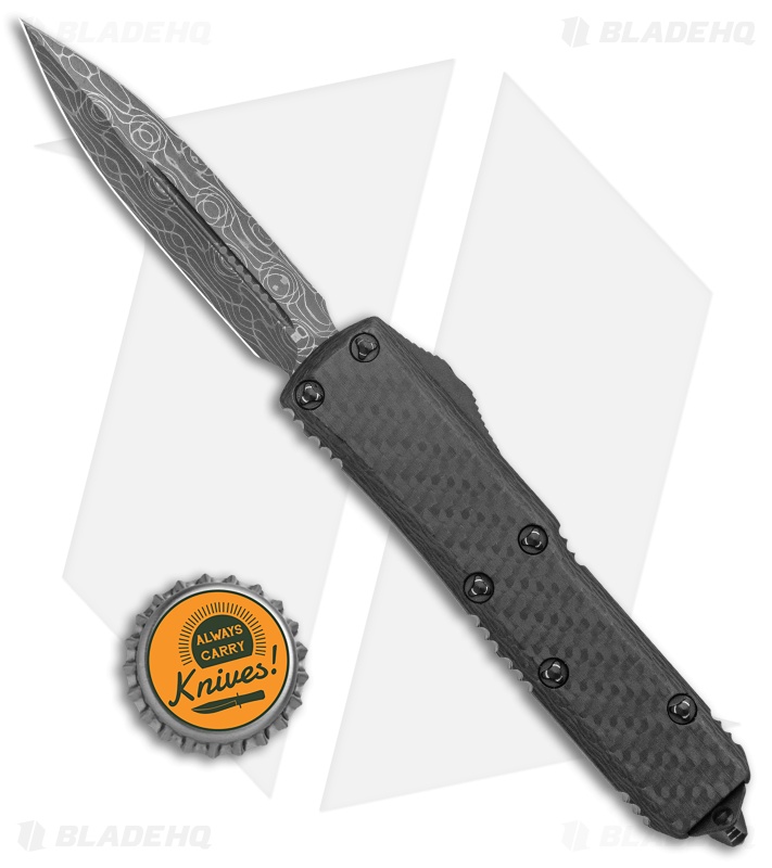 Microtech UTX-85 D/E OTF Automatic Knife CF/Black Aluminum (3.1" Damascus)