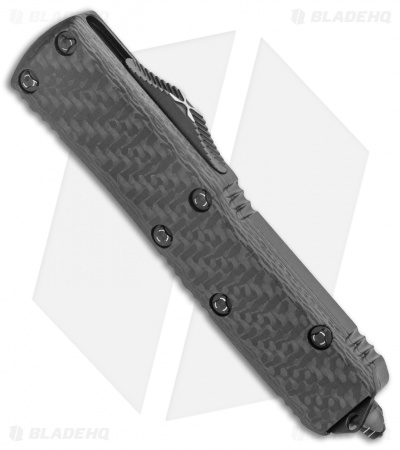 Microtech UTX-85 D/E OTF Automatic Knife CF/Black Aluminum (3.1" Damascus)