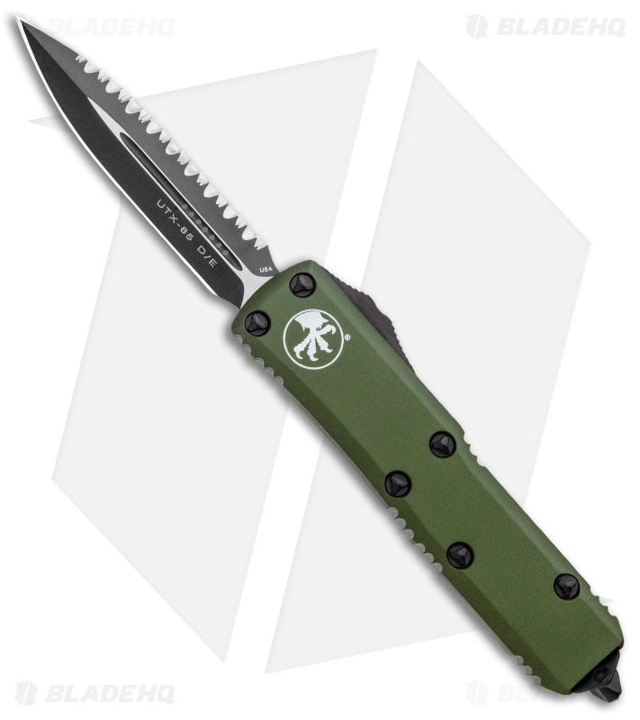 Microtech UTX-85 D/E OTF Automatic Knife OD Green (3.125" Black Full Serr)