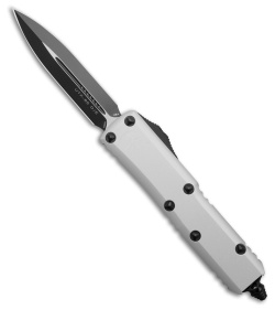 Microtech UTX-85 D/E OTF Automatic Knife  Natural Clear Aluminum (3.125" Black)