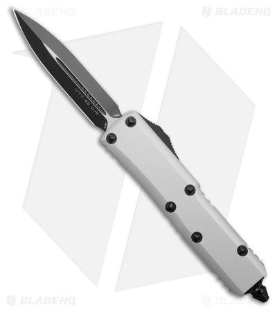 Microtech UTX-85 D/E OTF Automatic Knife  Natural Clear Aluminum (3.125" Black)