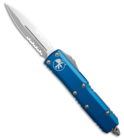 Microtech UTX-85 D/E OTF Automatic Knife Blue Aluminum (3.125" Satin Serrated)