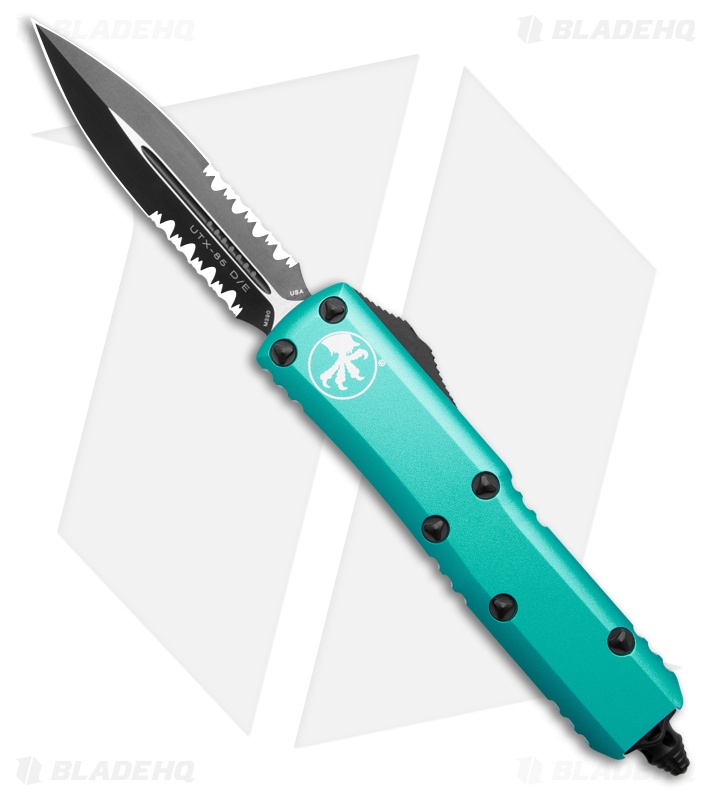 Microtech UTX-85 D/E OTF Automatic Knife Turquoise Aluminum (3.1" Black Serr)