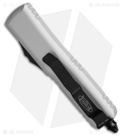 Microtech UTX-85 D/E OTF Automatic Knife  Natural Clear Aluminum (3.125" Black)