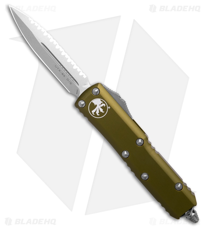 Microtech UTX-85 D/E OTF Automatic Knife OD Green Aluminum (3.1" SW Full Serr)