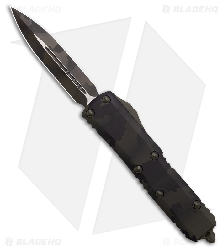 Microtech UTX-85 D/E OTF Knife Olive Camo Aluminum (3.1" Olive Camo)