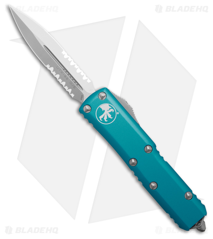 Microtech UTX-85 D/E OTF Automatic Knife Turquoise AL (3.1" Satin Serr) 232-5TQ
