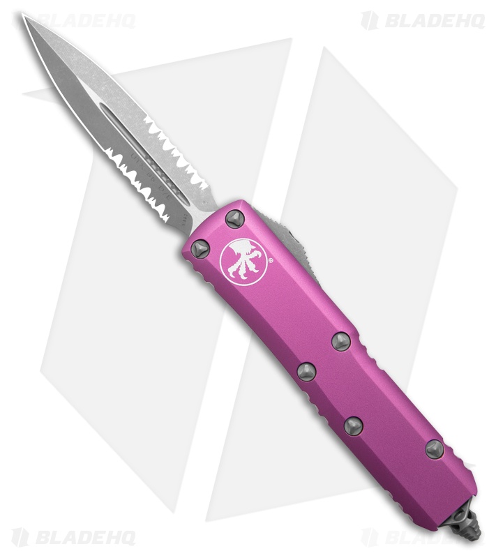 Microtech UTX-85 D/E OTF Automatic Knife Violet Aluminum (3.1" AP Serr)