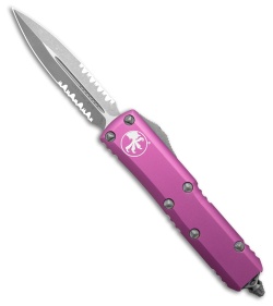 Microtech UTX-85 D/E OTF Automatic Knife Violet Aluminum (3.1" AP Serr)