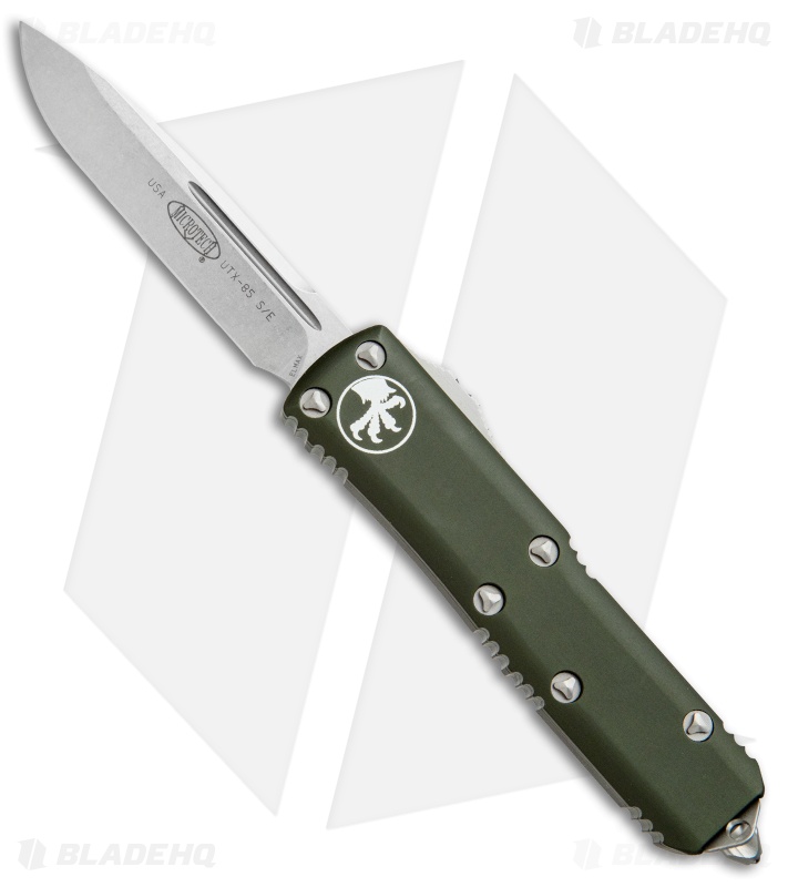 Microtech UTX-85 S/E OTF Automatic Knife OD Green (3.125" Stonewash) 231-10OD
